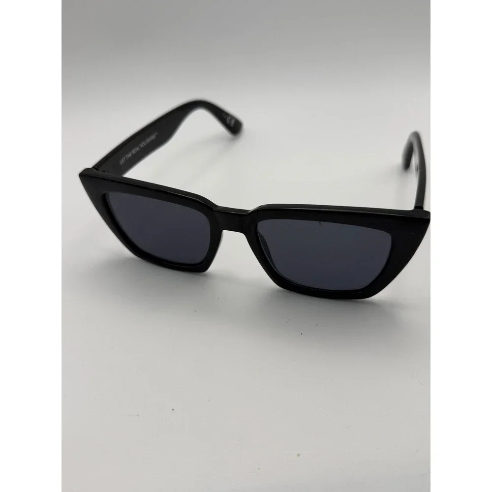 Aerie Sunnies Real Good Black Cat Eye Rectangular Sunglasses Glossy Frames